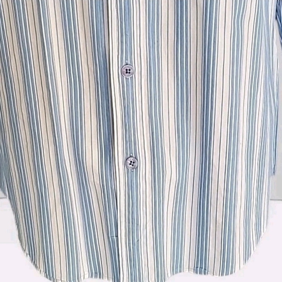 Vtg Armani Exchange Shirt Men Large Blue White Striped Cotton Button-Up Designer - Picture 5 of 14